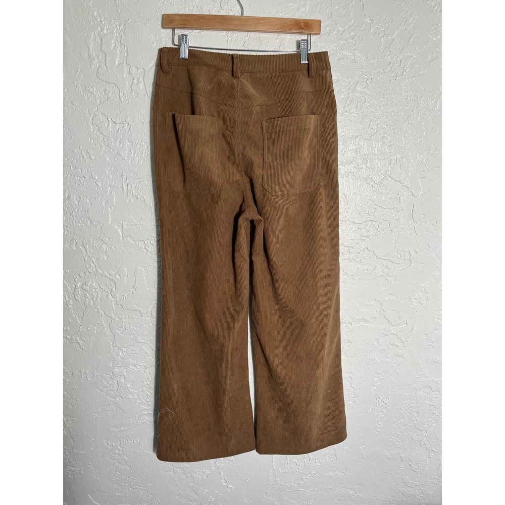 Halara Brown Corduroy Wide Leg Pants Womens Size Medium High Waisted Regular Fit - Picture 2 of 5